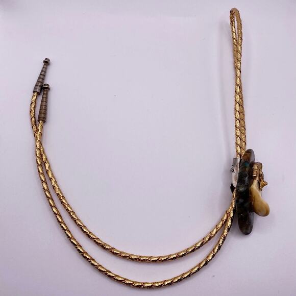 Vntg Bennett Native AmericanDesigner Bolo Tie Agate Large Stone and Claw 34” - Picture 9 of 10